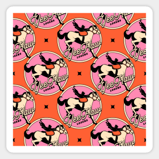 Yee Haw Black Cat Pattern in orange Sticker